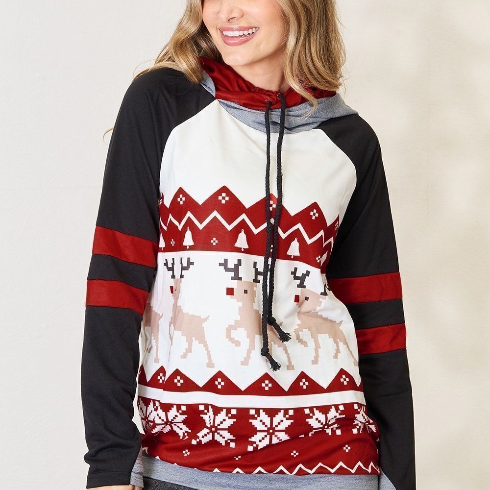L.A. Boutiques Festive Reindeer Hoodie Sz L XL